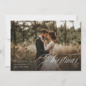 Getrouwde kleine kerst rustieke foto Pas getrouwd Feestdagenkaart (Voorkant)