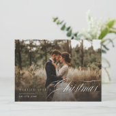 Getrouwde kleine kerst rustieke foto Pas getrouwd Feestdagenkaart (Staand voorkant)