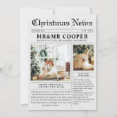 Getrouwde krant kerstfoto feestdagenkaart (Voorkant)