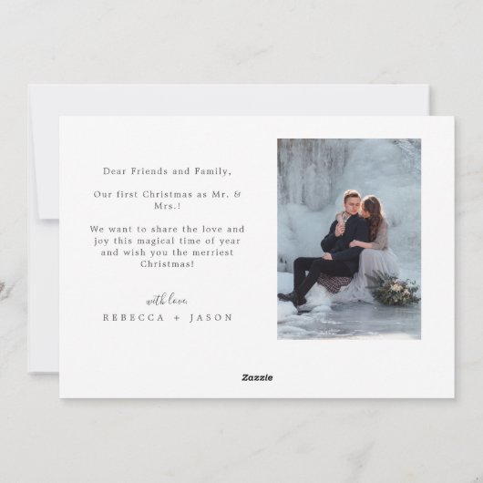 getrouwde minimalistische bruiloft foto feestdagenkaart (Achterkant)