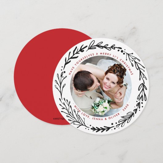 Getrouwde n vrolijke kerstkrans feestdagenkaart (Voorkant / Achterkant)