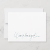 Getrouwde naam Bruiloft Monogram Blauw Wit Notitiekaartje (Voorkant)