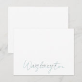 Getrouwde naam Bruiloft Monogram Blauw Wit Notitiekaartje (Voorkant / Achterkant)