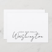 Getrouwde naam bruiloft monogram script notitiekaartje (Voorkant / Achterkant)