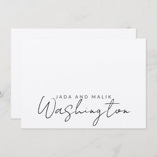 Getrouwde naam bruiloft monogram script notitiekaartje (Voorkant / Achterkant)