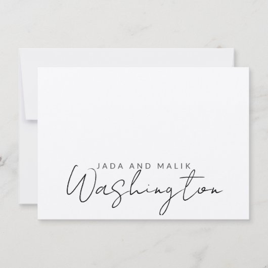 Getrouwde naam bruiloft monogram script notitiekaartje (Voorkant)
