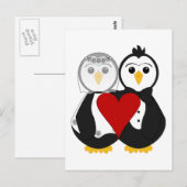 Getrouwde pinguïns verliefd briefkaart (Voorkant / Achterkant)