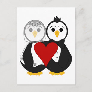 Getrouwde pinguïns verliefd briefkaart