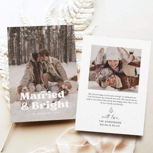 Getrouwde stellen eerste foto kerstkaart kaart