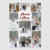 Getrouwde & vrolijke kerstfoto-collage-magneet (Voorkant)