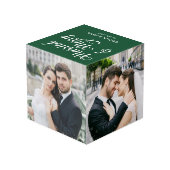 Getrouwde vrolijke Pas getrouwd eerste kerstgroene Kubus (Achter hoekig)