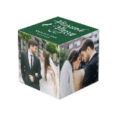 Getrouwde vrolijke Pas getrouwd eerste kerstgroene Kubus (Voorkant hoekig)