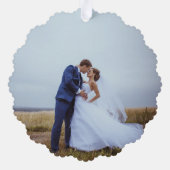 Getrouwde Vrolijke Passen getrouwd Foto 1e Kerst M Ornament Kaart (Achterkant)