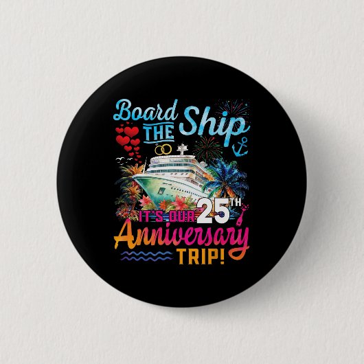 Getrouwde vrouw 25e trouwdag cruiseschip V Ronde Button 5,7 Cm (Voorkant)