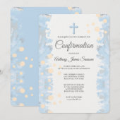 Getrouwe Blauwe Religieuze Uitnodiging (Voorkant / Achterkant)