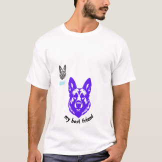 Getrouwe Duitse Herdershond Gezicht Paarse Grafisc T-shirt