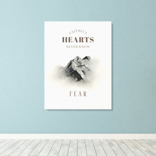 getrouwe inspirerende Quote Waterverf Mountain Canvas Afdruk (Insitu (Houten vloer))