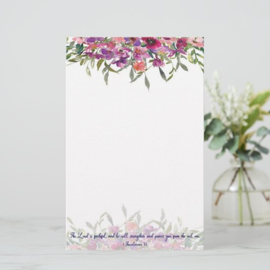getrouwe waterverf floral briefpapier (Staand voorkant)