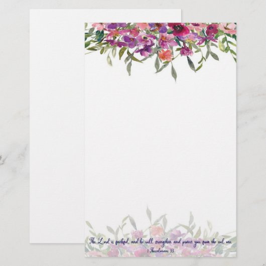 getrouwe waterverf floral briefpapier (Voorkant / Achterkant)