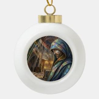 Getrouwe Weergave Priesterlijk Gebed Onder Licht Keramische Bal Ornament