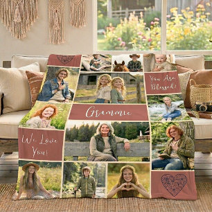 Getrouwe Wortels 12 Foto Grammie Legacy Mauve Ivoo Fleece Deken
