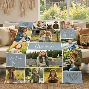 Getrouwe Wortels 12 Foto Oma Mistwood Blauw Fleece Deken