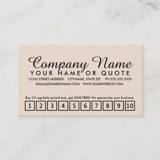 getrouwheidsprogramma van theekhuizen klantenkaartje (Voorkant)