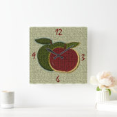 Gettextureerde appels (sage) wandklok (Huis)