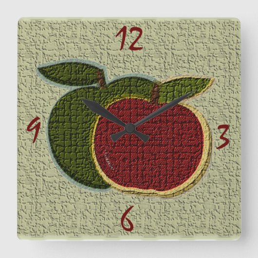 Gettextureerde appels (sage) wandklok (Voorkant)