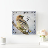 Gettextureerde cedar Waxwing Square Wall klok (Huis)