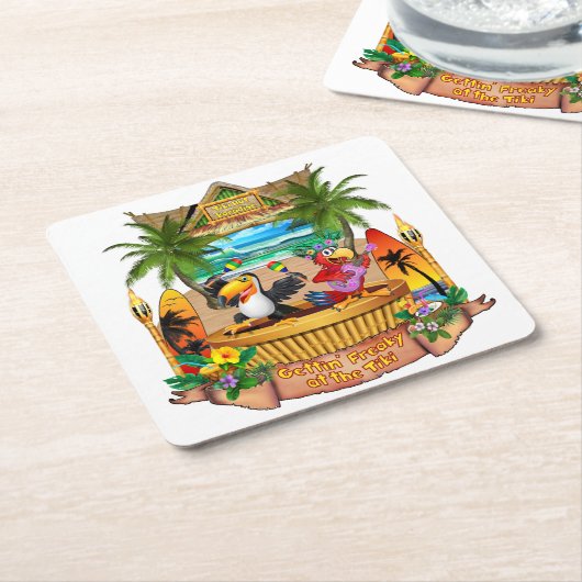 GETTIN' FREAKY OP DE TIKI KARTONNEN ONDERZETTERS (Schuin)