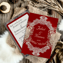 Gettin' Hitched Hout & Kant - Rood Folie Uitnodiging