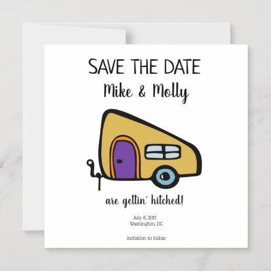 Gettin' Hitched Save the Date Magnetische Uitnodiging (Voorkant)