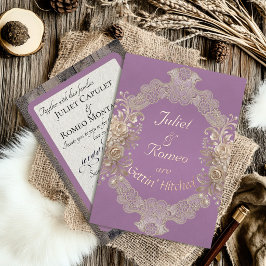 Gettin' Hitched Wood & Lace - Lavendel Folie Uitnodiging