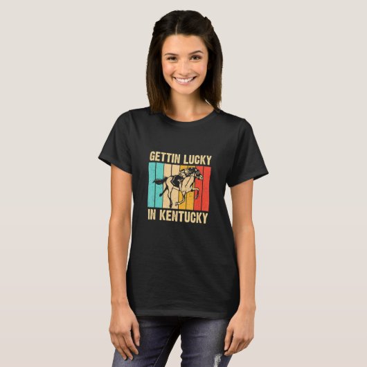 Gettin Lucky in Kentucky Derby Day Horse Racing G T-shirt (Voorkant volledig)