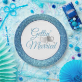 Gettin' Married Blue Glitter 9" papieren Borden Bordje (Feest)