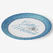 Gettin' Married Blue Glitter 9" papieren Borden Bordje (Gekanteld)
