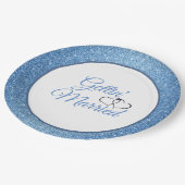 Gettin' Married Blue Glitter 9" papieren Borden Papieren Bordje (Gekanteld)