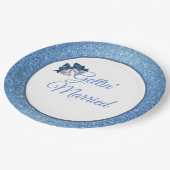 Gettin' Married Blue Glitter 9" papieren Borden Papieren Bordje (Gekanteld)