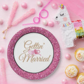 Gettin' Married Pink Glitter 9" Papieren Borden Papieren Bordje (Feest)