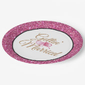 Gettin' Married Pink Glitter 9" Papieren Borden Papieren Bordje (Gekanteld)