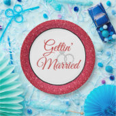 Gettin' Married Red Glitter 9" Papieren Borden Papieren Bordje (Feest)