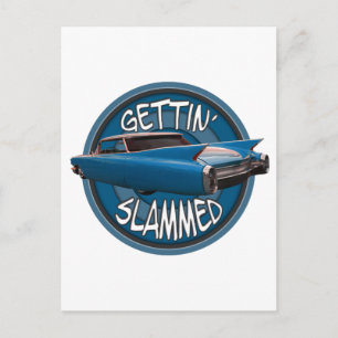 gettin slammed 1960 Cadillac sky blue Briefkaart