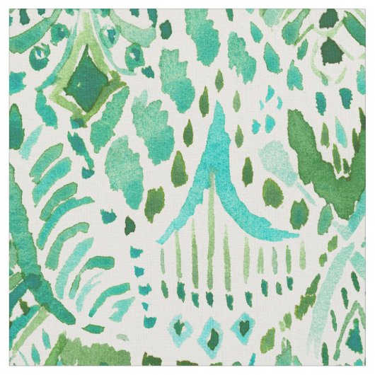 GETTIN' TURT Green Aqua Zee Turtle Tribal Stof (Close Up)