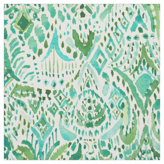 GETTIN' TURT Green Aqua Zee Turtle Tribal Stof (Swatch)