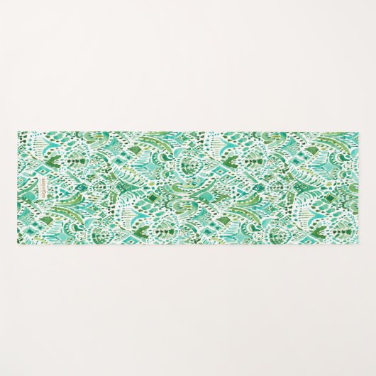 GETTIN’ TURT Green Aqua Zee Turtle Tribal Yogamat (Voorkant (horizontaal))