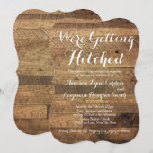 Getting Hitched Barn Wood bruiloft uitnodigingen (Voorkant / Achterkant)