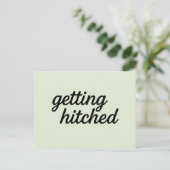 Getting Hitched Save the Date Postcard Briefkaart (Staand voorkant)
