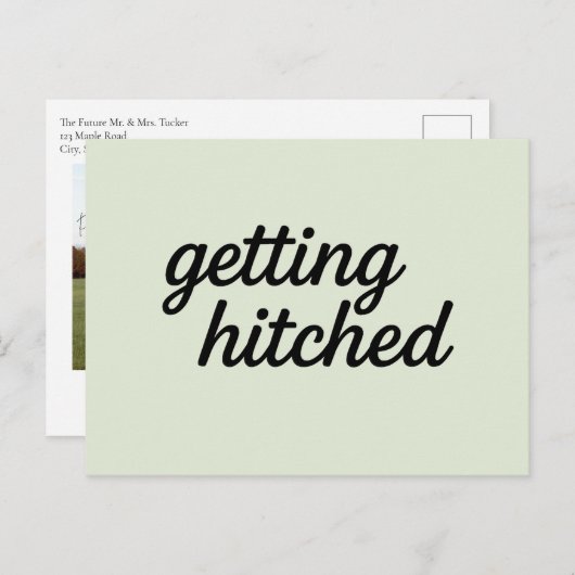 Getting Hitched Save the Date Postcard Briefkaart (Voorkant / Achterkant)