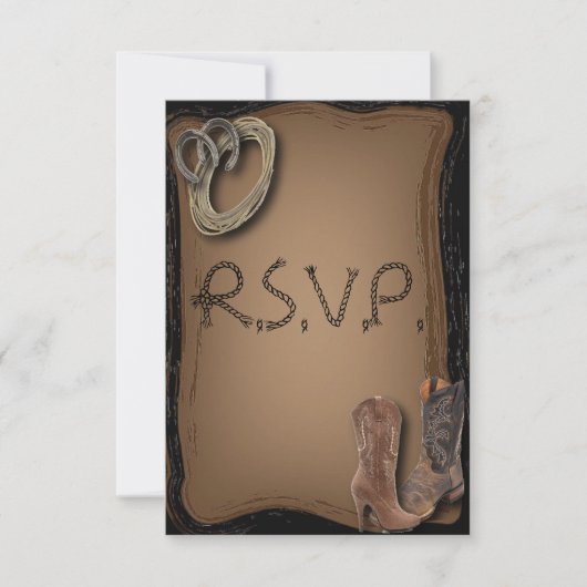 getting hitched western cowboy boots wedding RSVP (Voorkant)
